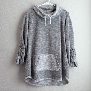 Kensie Performance Cowl Neck Pullover Sweatshirt Gray Large